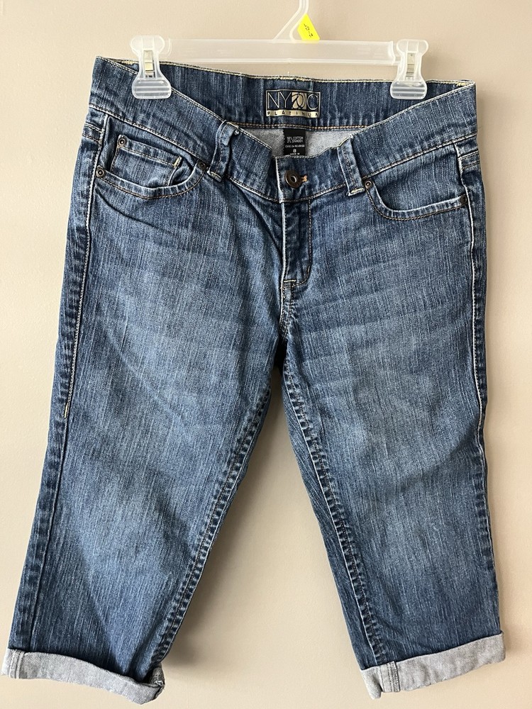 New York & Company Women's Size 8 Capris Cropped Cuffed Blue Jeans