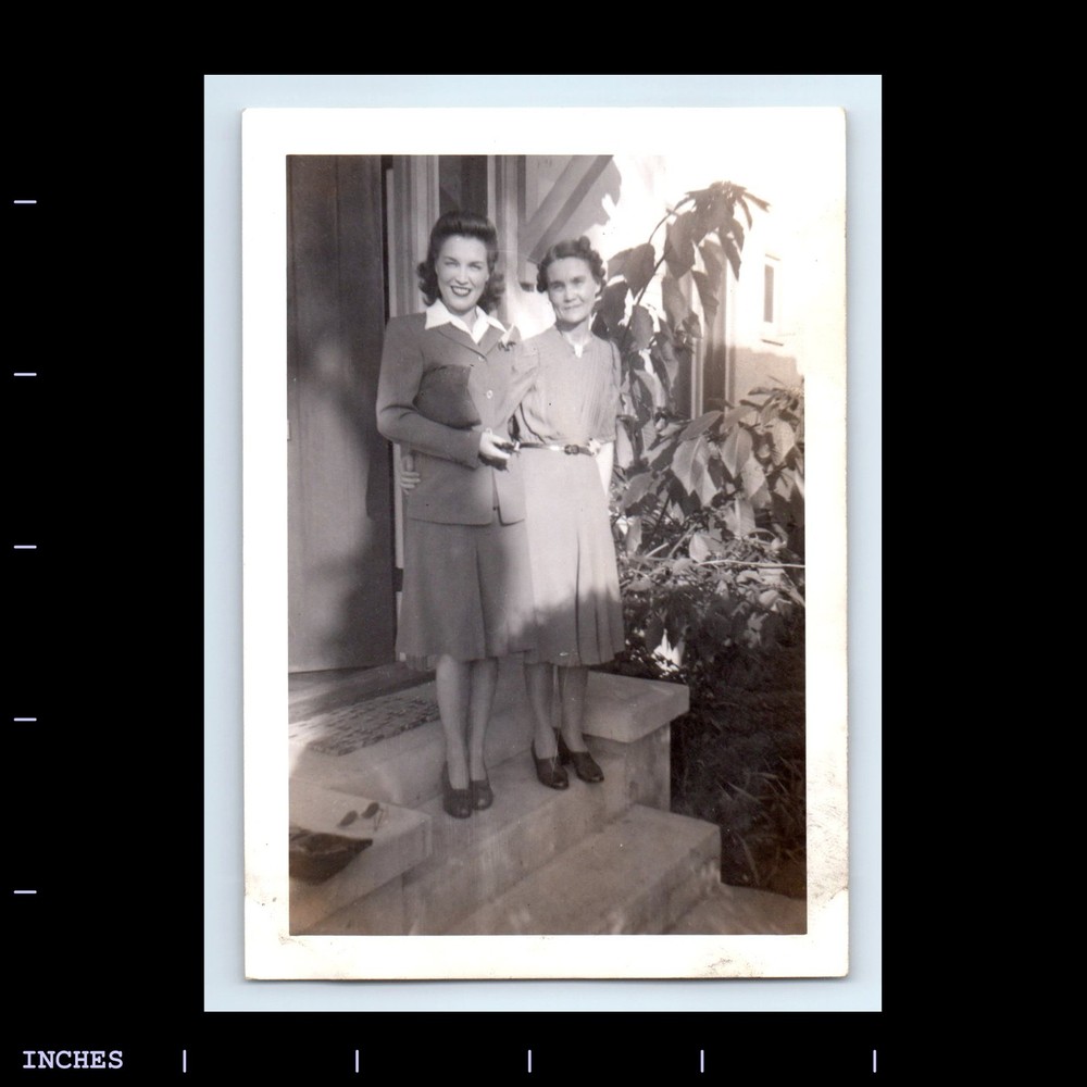 Vintage Photo WOMEN STANDING OUTSIDE HOUSE AFFECTIONATE