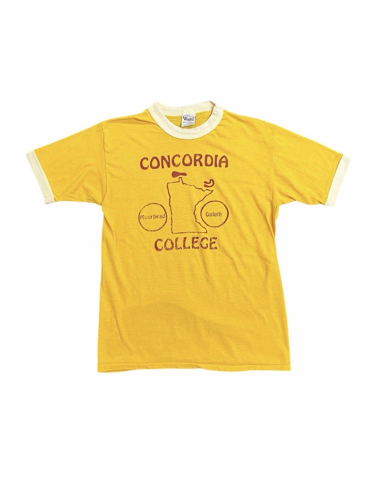 Vintage 70’s Concordia Biking  Shirt Ringer Concordia College Cycling Duluth