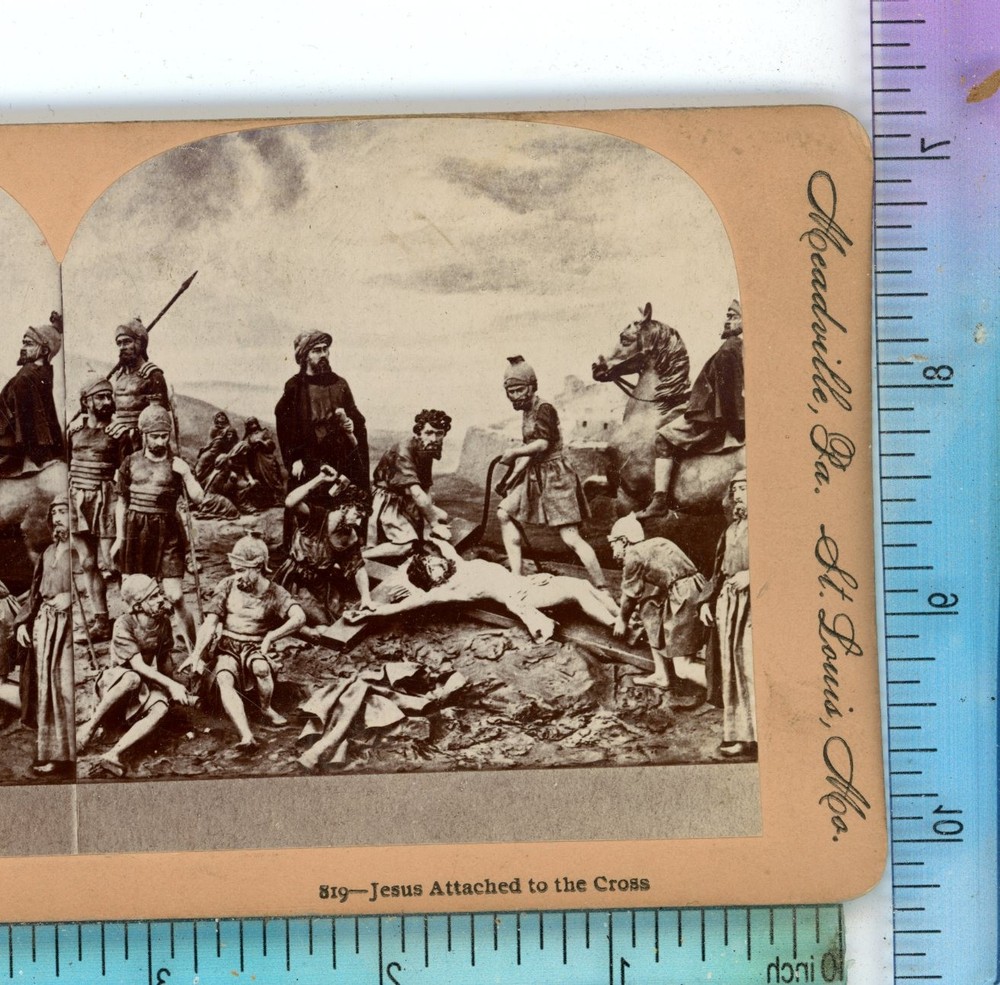 Jesus Attached to the Cross Religious Keystone Stereoview