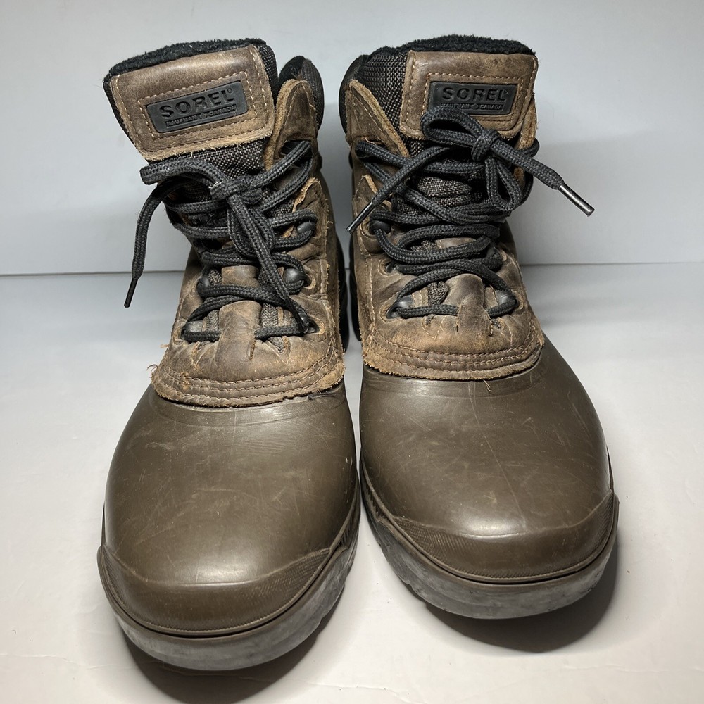 SOREL KAUFMAN BROWN LEATHER ANKLE MENS 13 BOOTS With Insole Liner Snow Cold
