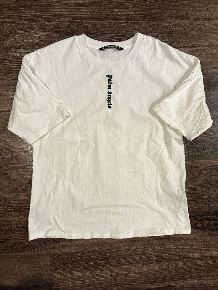 Palm Angels Classic Logo White Men’s T-Shirt Size Large Front And Back Logo