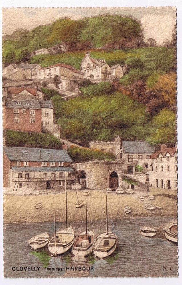 Postcard Clovelly From The Harbour Devon England UK