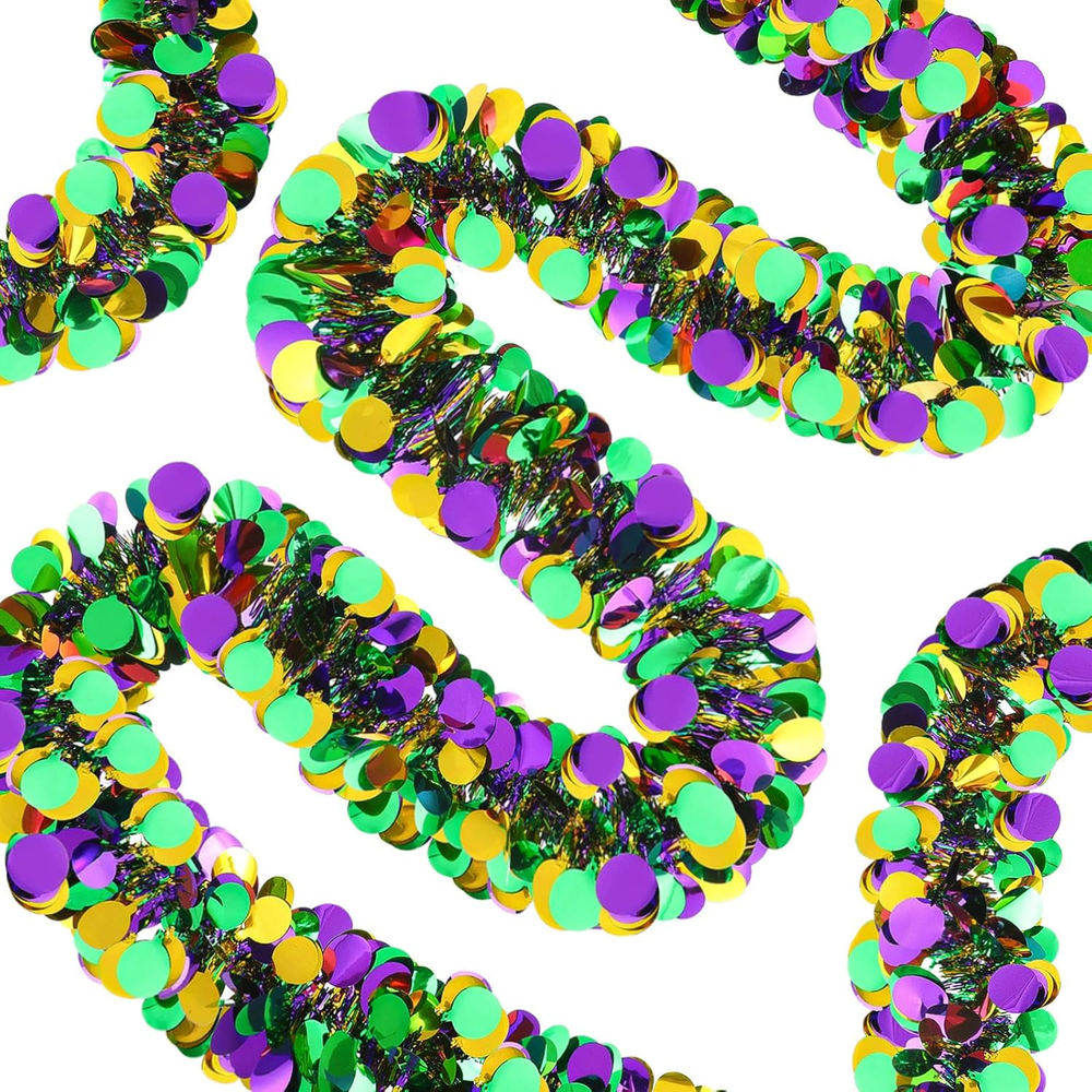 26.2 Ft Mardi Gras Tinsel Garland Mardi Gras Hanging Decoration Metallic Mardi G