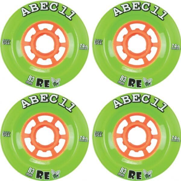 ABEC 11 Flywheels Refly Lime/Orange Skateboard Wheels - 83mm 74a (Set of 4)