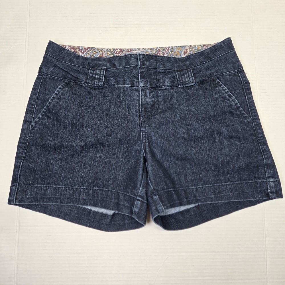 One 5 One Women's Size 6 Dark Blue Denim Cuffed Hem Midrise Summer Shorts