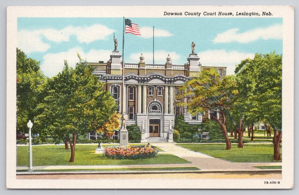 Dawson County Courthouse Lexington NE Curteich Linen Postcard