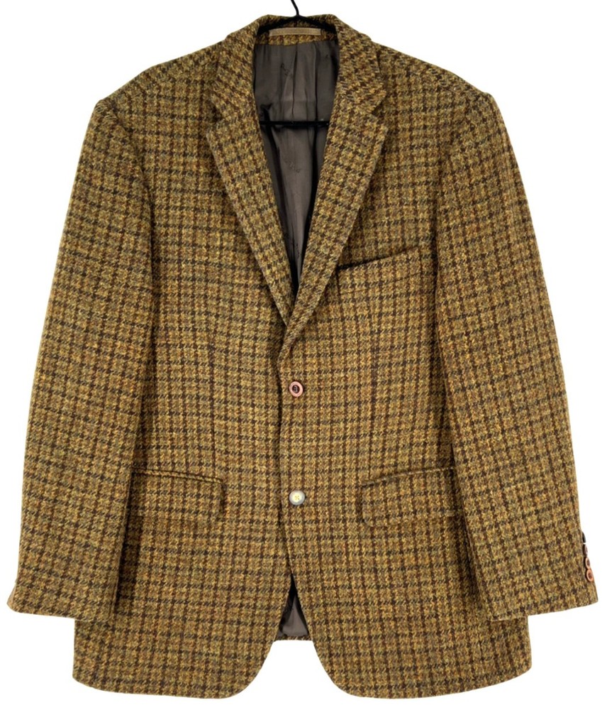 Vintage Harris Tweed Men Wool Hand Woven Blazer Jacket Size 52 - 46