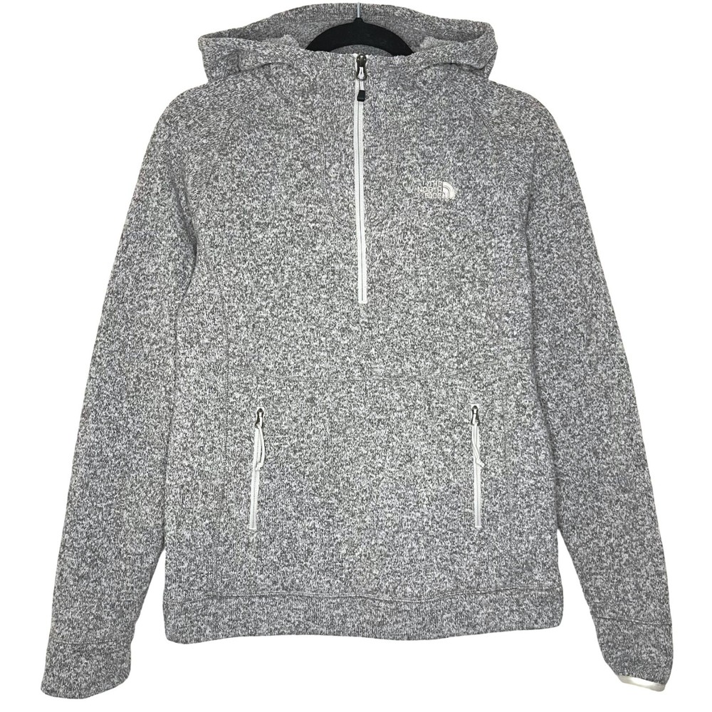 The North Face Crescent Sunshine Hoodie Womens Small Knit Fleece 1/4 Zip Hooded