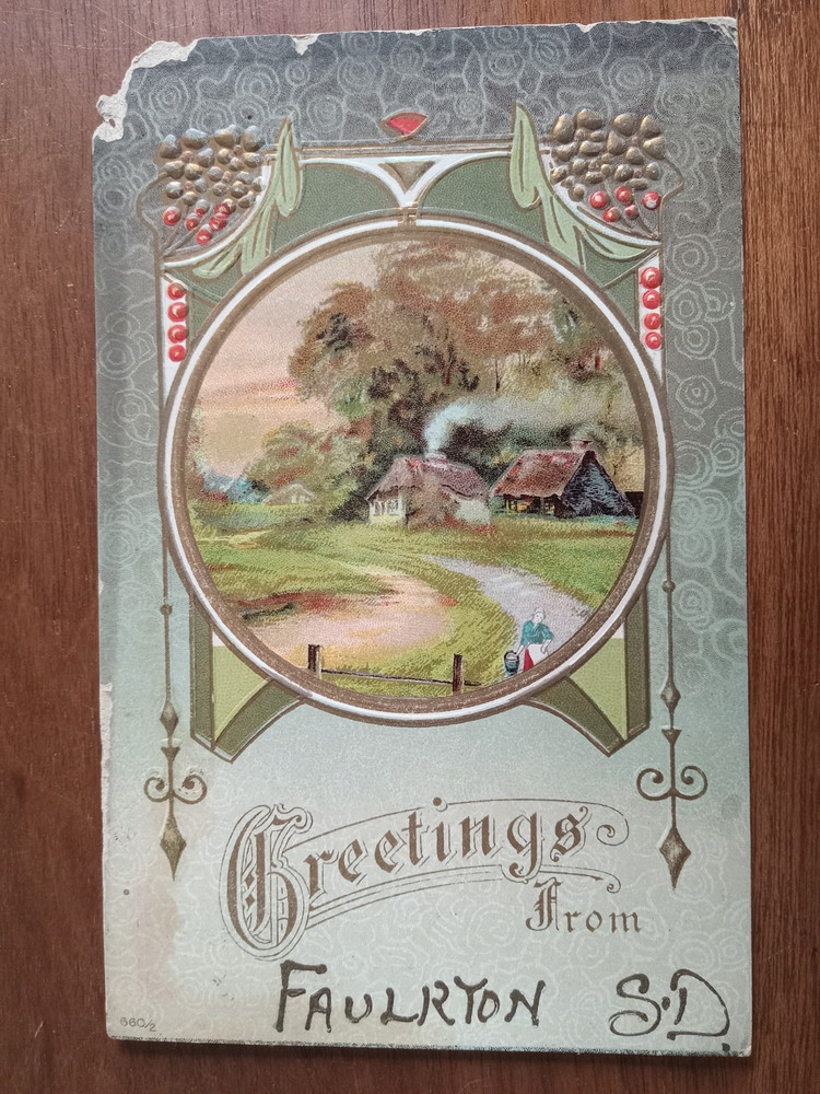 c1911 Embossed Scenic Greetings from Faulkton, Faulk County, SD, American Art Co