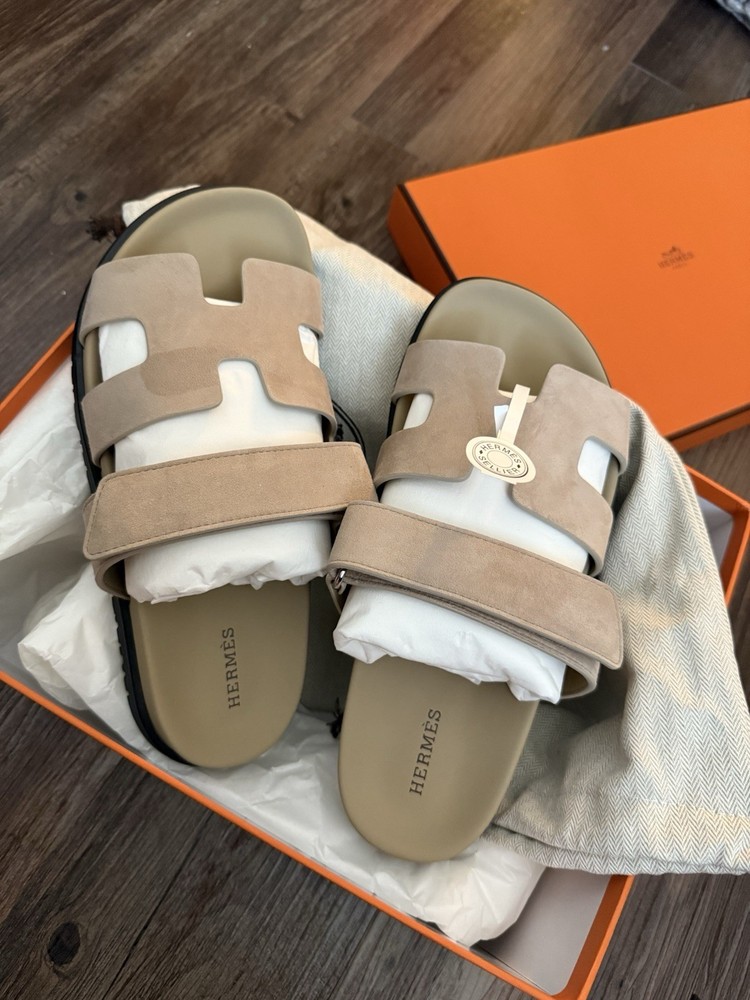 Beige Chypre Suede Sandals Size 39