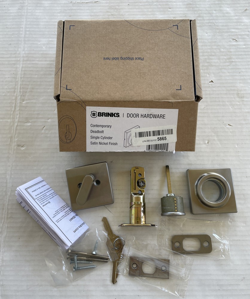 Satin Nickel Single Cylinder Deadbolt Exterior Door Lock with Keys