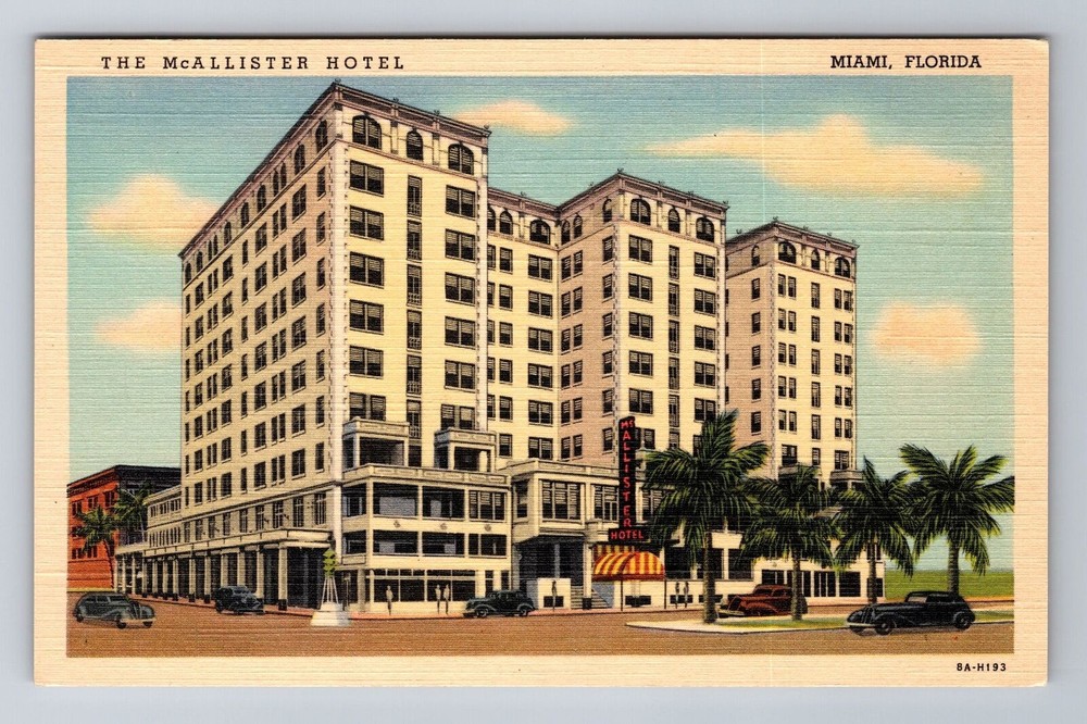 Miami FL-Florida, The McAllister Hotel, Advertising, Vintage Souvenir Postcard