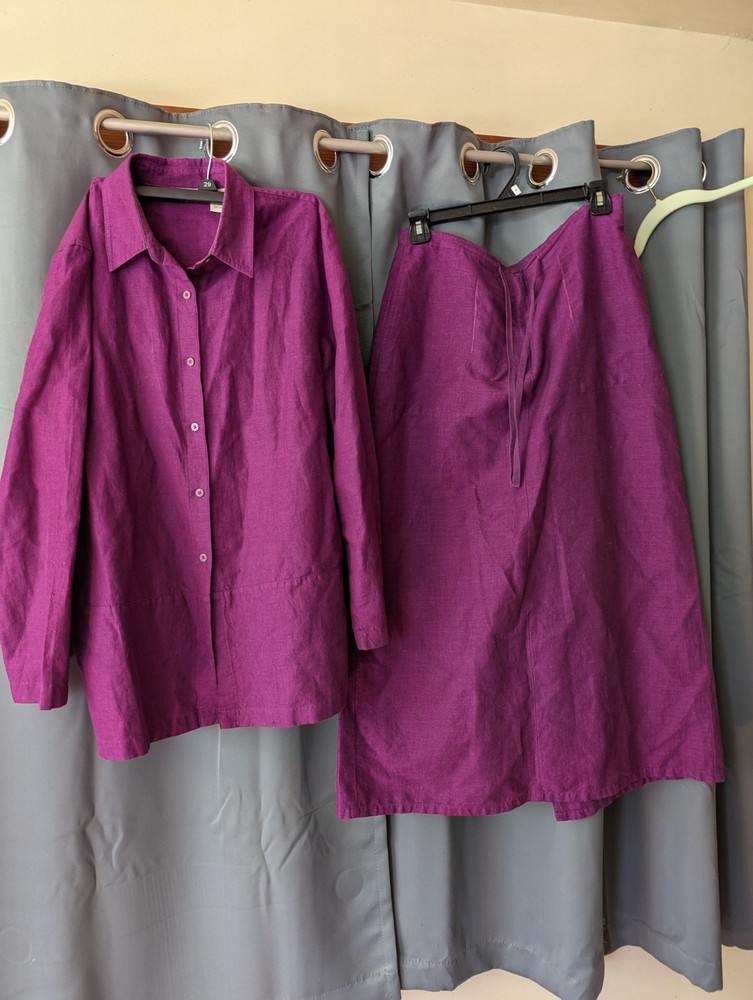 Crossroads Women's Linen Lavender Jacket Size M & Full Length Skirt Size 12 Used