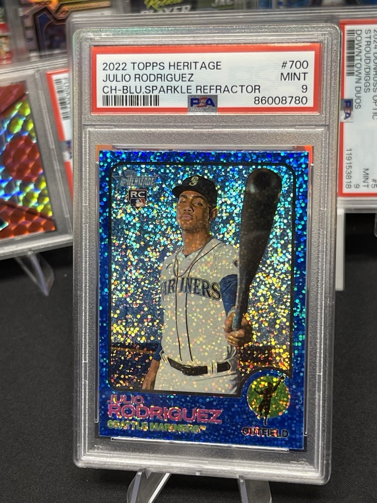 2022 Topps Heritage High Number - Julio Rodriguez #700 Chrome Blue Sparkle (RC)