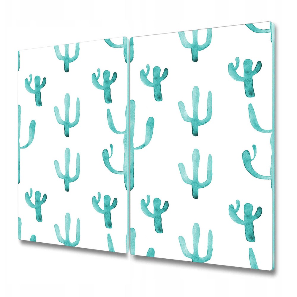Glass Kitchen Chopping Board Green Cactus Roll Watercolour cacti Floral 2x30x52