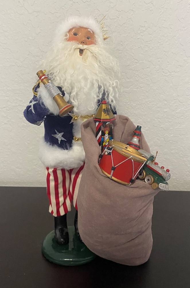 2002 Byers Choice Patriotic Santa with Large Bag of Gifts Stars & Stripes