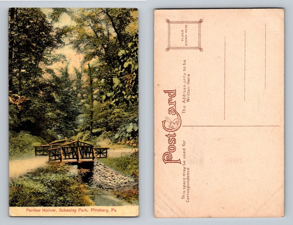 Pittsburgh, PA-Pennsylvania Panther Hollow Schenley Park Bridge Vintage Postcard