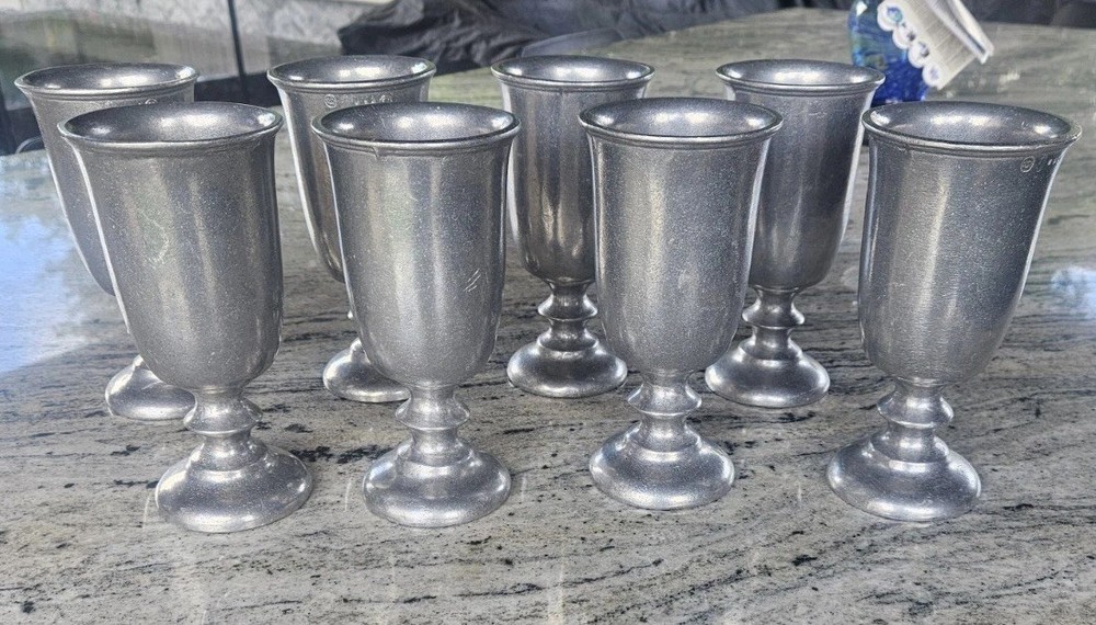 Vtg Wilton Armetale RWP Pewter Wine Water Goblet Plough Tavern Matte Finish 7