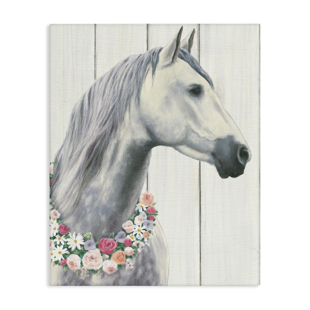 Stupell Industries Spirit Stallion Horse With Flower Wreath XXL Stretched Can...