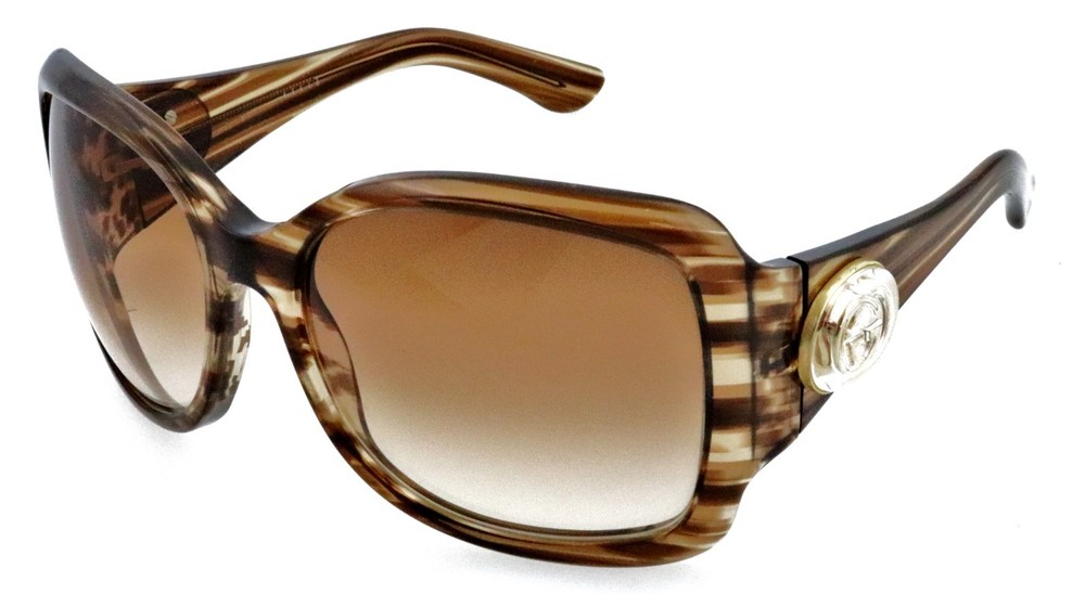 GUCCI GG2938/S RDQ02 59mm Brown Striped Oversized Sunglasses Italy