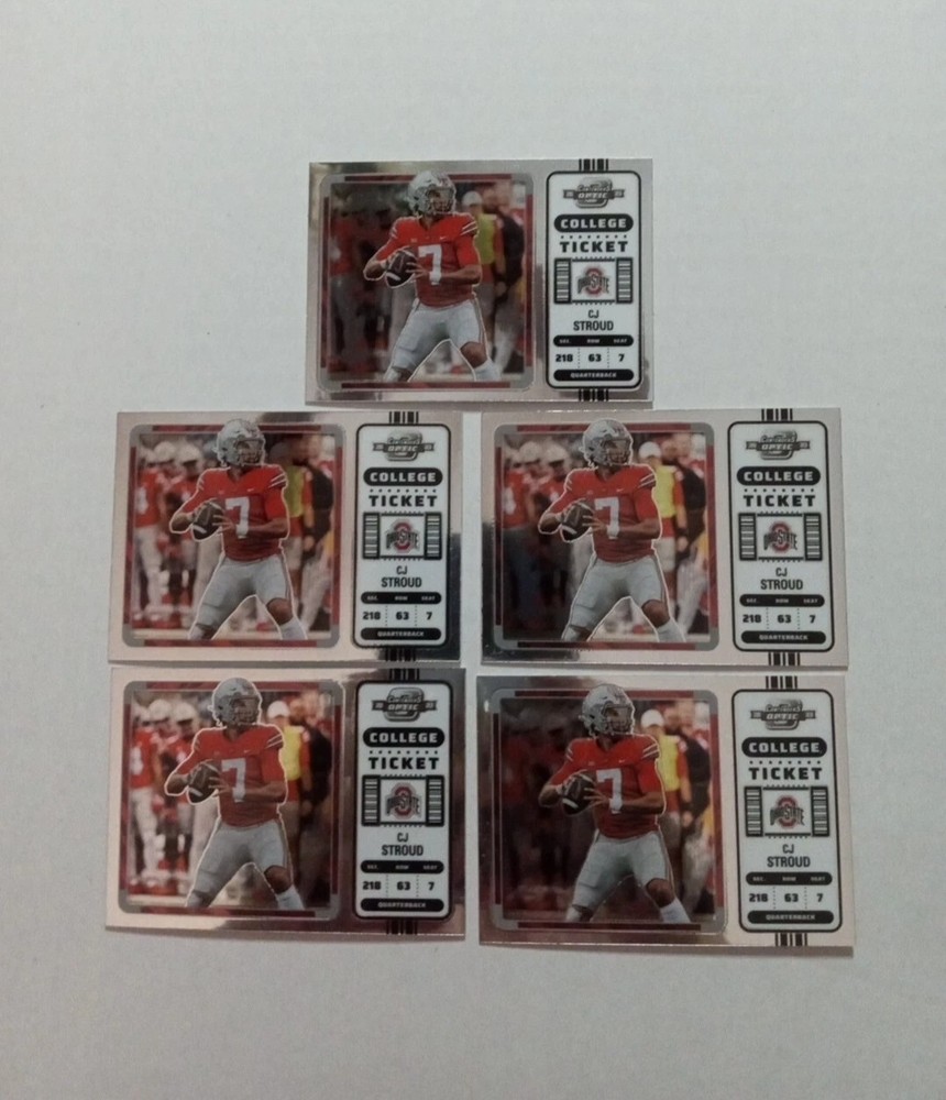 Lot Of 5 Cj Stroud 2023 Chronicles Dp Full Silver College Ticket Rc  #2 Buckeyes