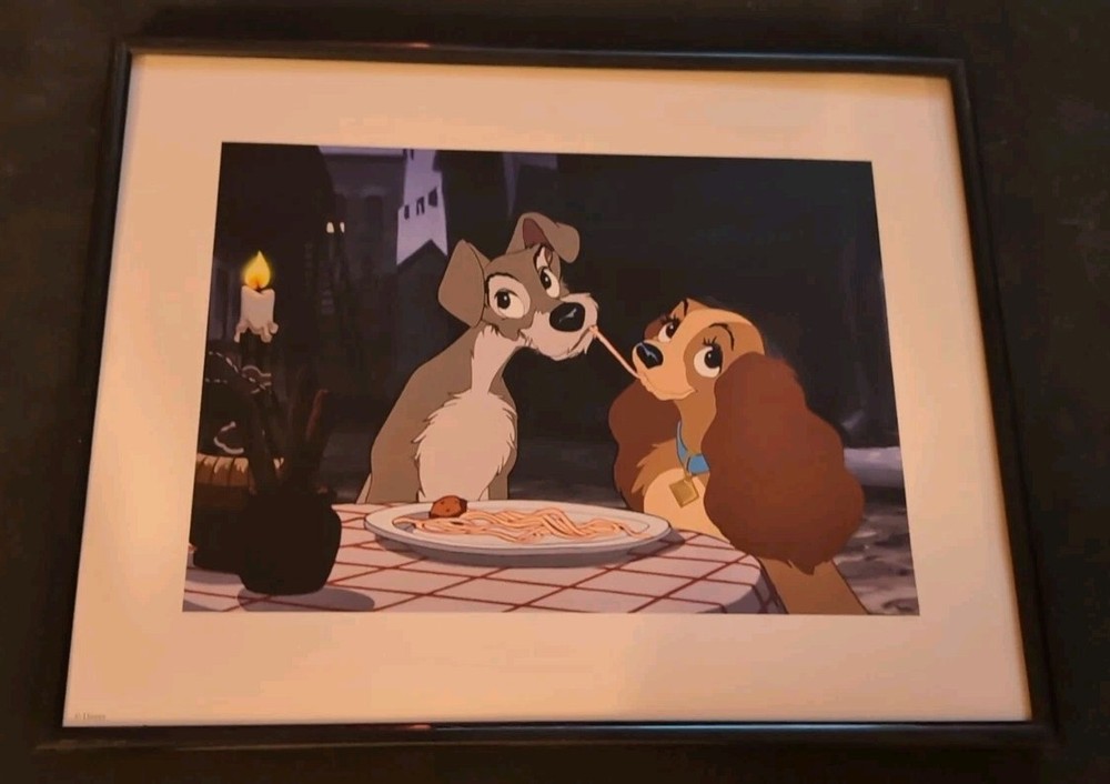 Framed Disney Store Lady And The Tramp Lithograph