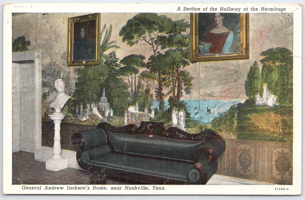 Vintage Postcard General Andrew Jackson's Home Hallway Near Nashville TN