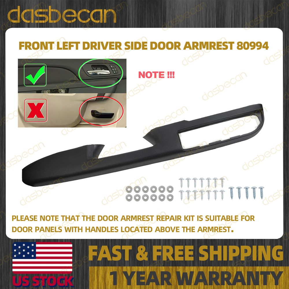 Black Front Driver Side Door Armrest Repair for 2010-2014 Tahoe Silverado 80994