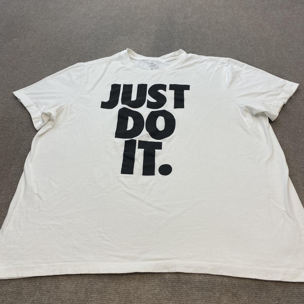 Nike Shirt Mens 2XL White Just Do It Graphic Tee T-Shirt Cotton Swoosh