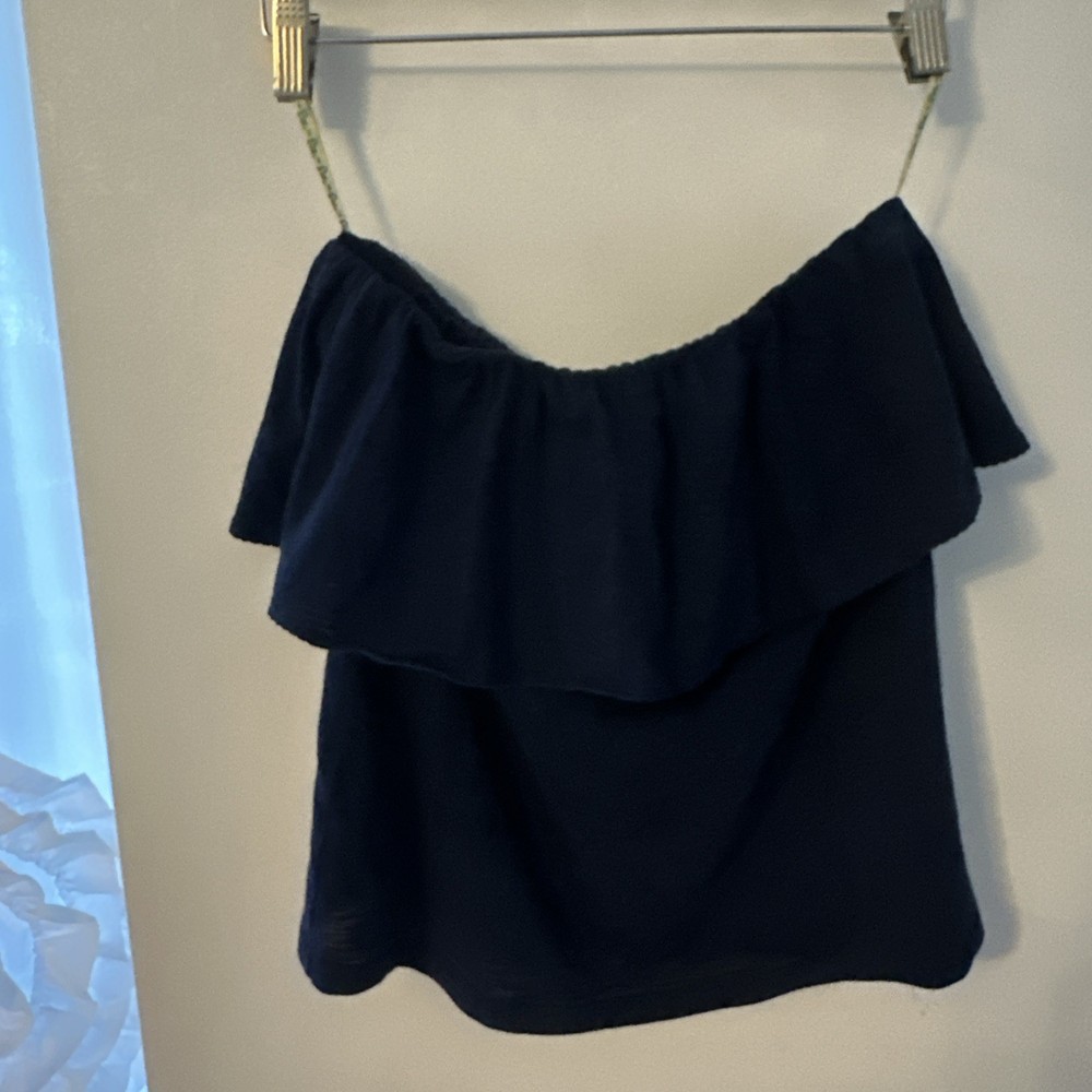 Lilly Pulitzer Navy Blue Ruffled Pima Cotton Tube Top Small