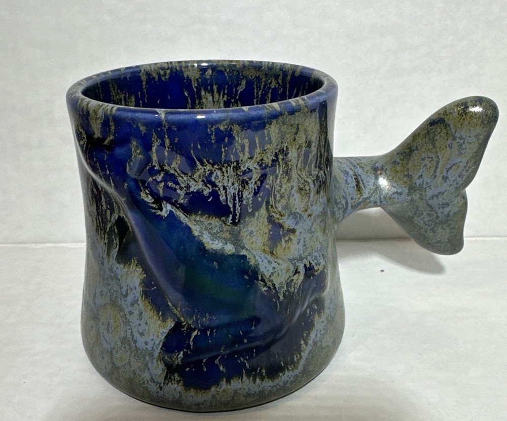 Vintage Doug Wylie Ceramic Whale Tail Coffee Mug