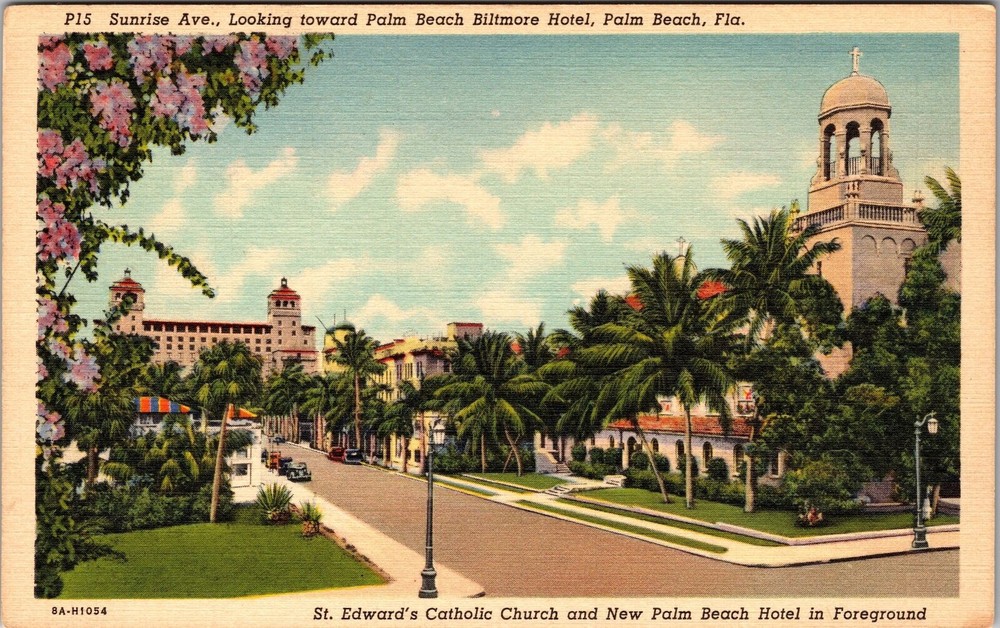 Palm Beach FL-Florida, Sunrise Avenue, Biltmore Hotel, Vintage Postcard