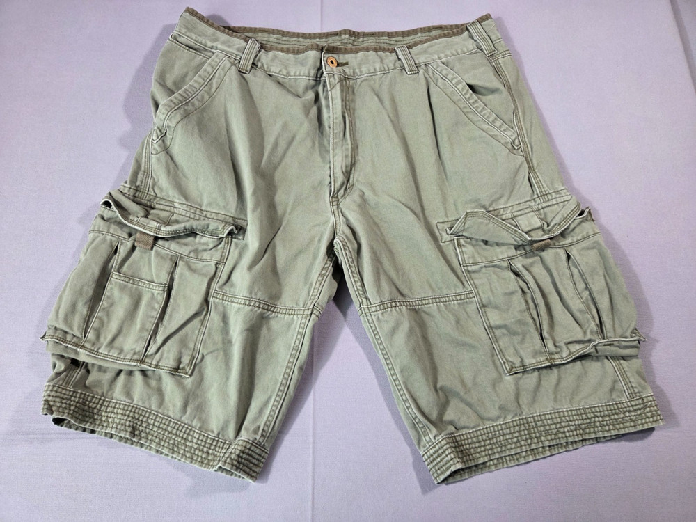 Levi White Tab Cargo Army Green Shorts Mens 40 Utility Pockets
