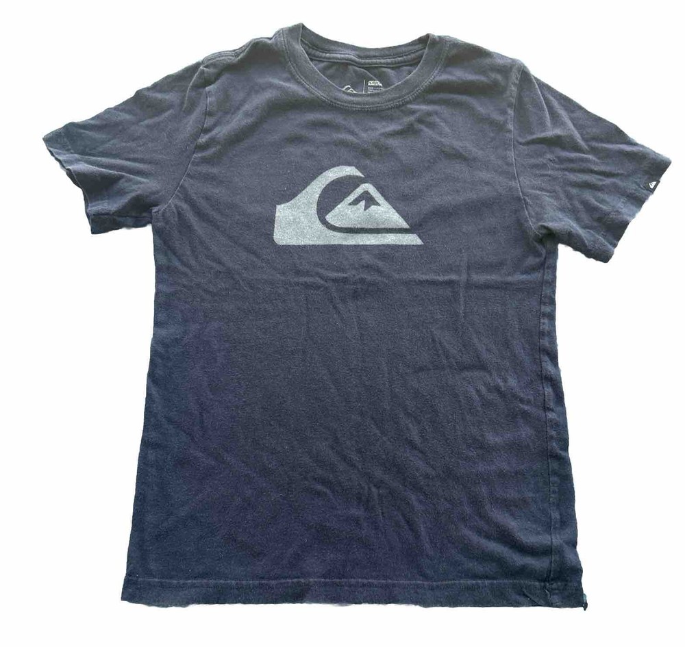 Quicksilver Boys Tee T Shirt Size S/P/CH  Quick Silver Navy Gray Logo Surf Skate