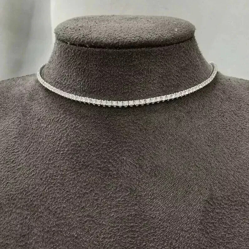 6ct Round Lab Diamond Women’s Tennis Necklace in 925 Sterling Silver