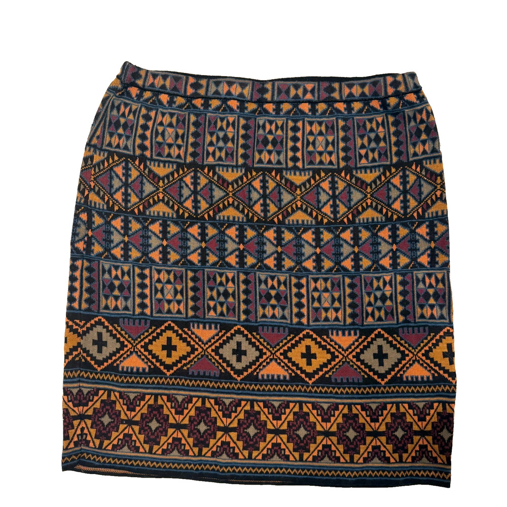 Peruvian Connection Knit Skirt Size L Boho Tapestry Mini 100% Pima Cotton