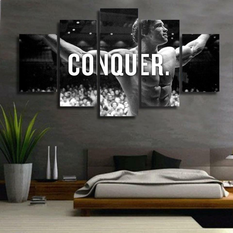 Conquer Arnold Schwarzenegger Sports Framed 5 Piece Canvas Wall Art