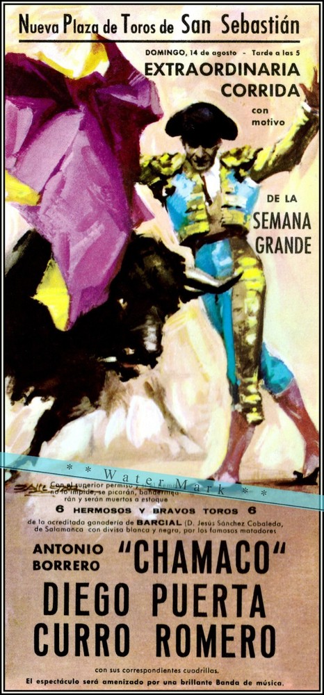 Plaza De Toros San Sabastian Chamaco Vintage Poster Print Retro Style Wall Art