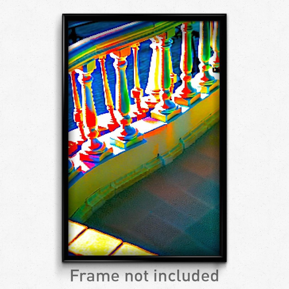 Pixel Art Poster - Tidy Balustrade (8 Bit Psychedelic Trippy Video Game Print)