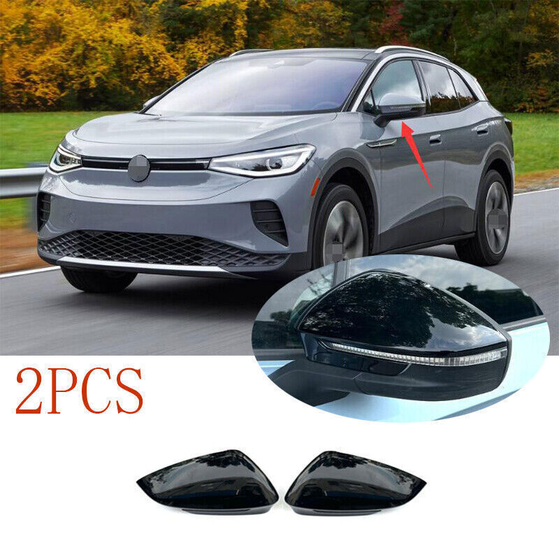 For Volkswagen ID.4 2021-24 Glossy Black Rearview Mirror Cover Decor Shell Trim