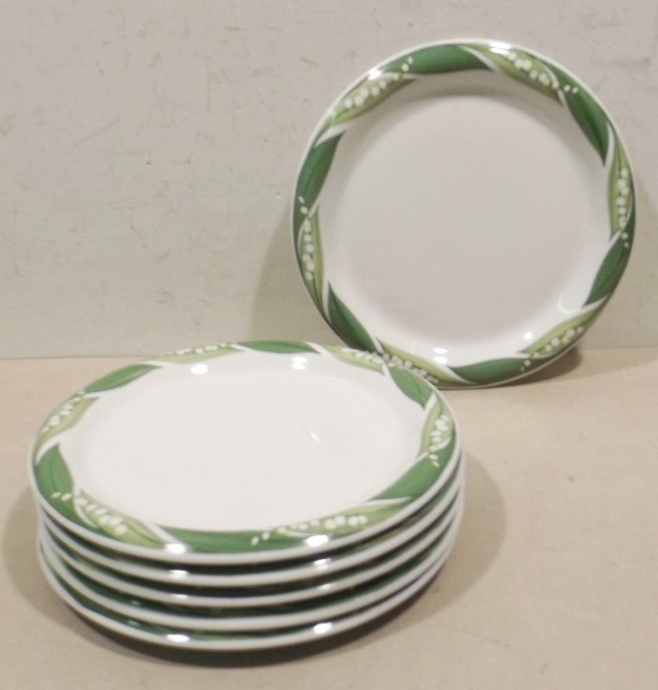 6x Thomas Porcelain Germany Cake Vesper Plate Corda Verde Dm. 20cm