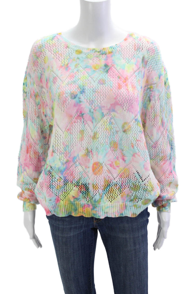 Cotton By Autumn Cashmere Women Pullover Lt Blue Floral Crewneck Size LFree Shipping in US $100+ Orders | $6.95 Orders Below