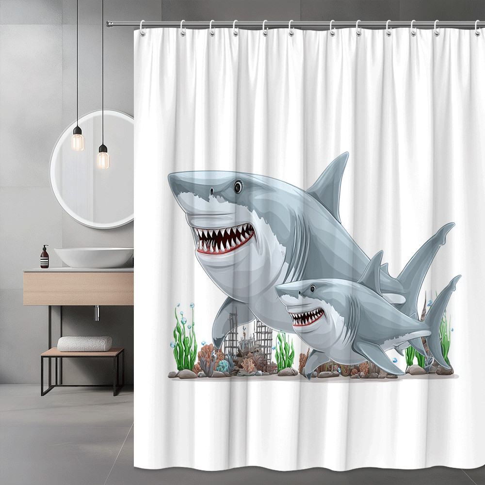 Shark Shower Curtain Ocean Animal Graphic Print