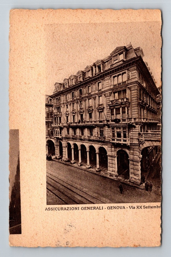 Italy- Genoa Historic General Insurance Building Old Postal PC Vintage Postcard