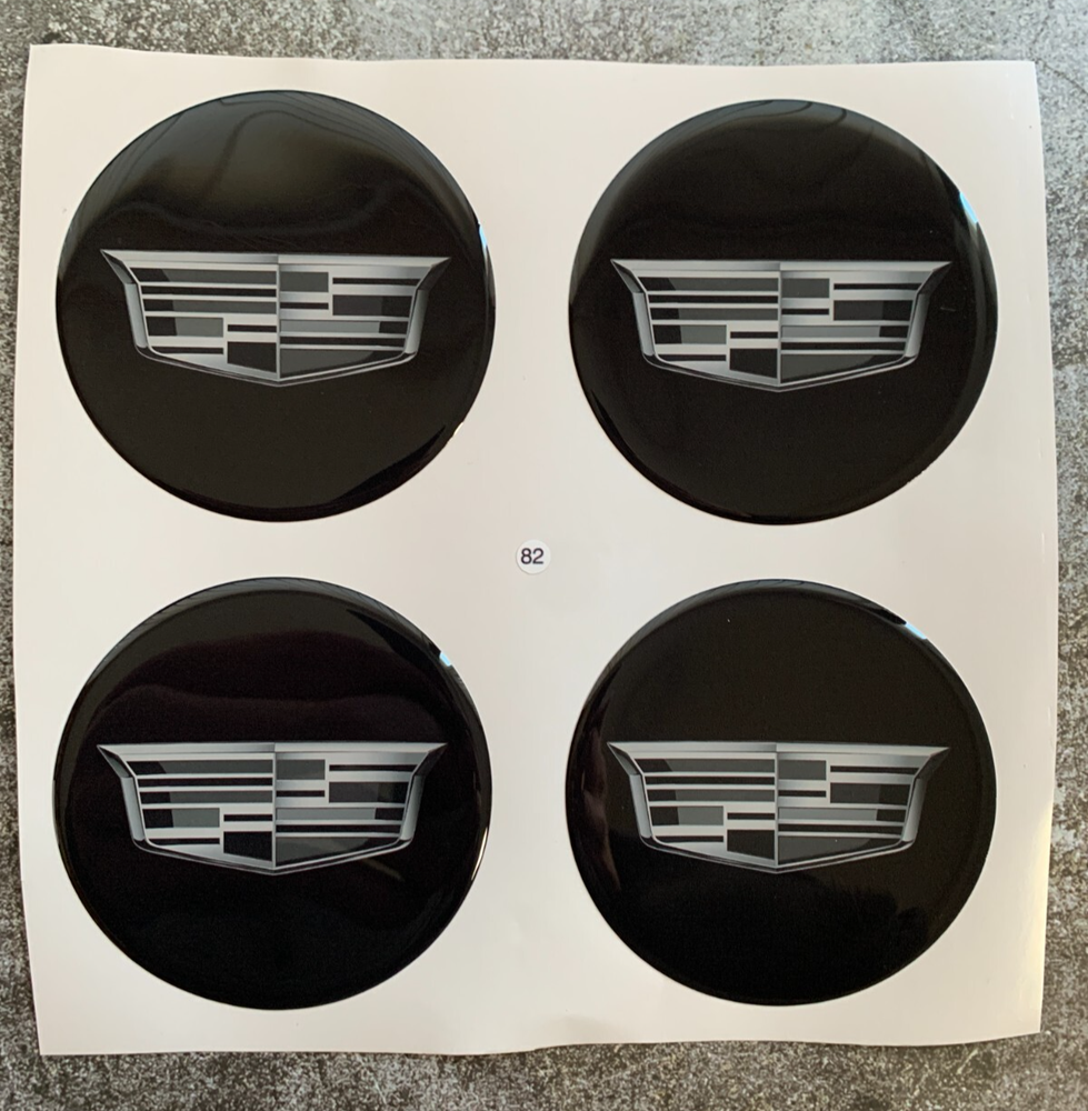 4 X All Sizes Silicone Sticker Cadillac For Wheel Center Hub caps Epoxy Decals