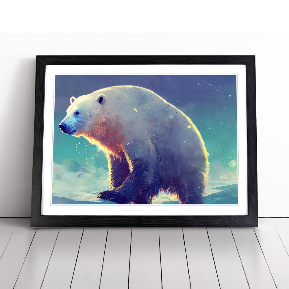Polar Bear Wall Art Framed Canvas Print Living Room Decor Vol 2