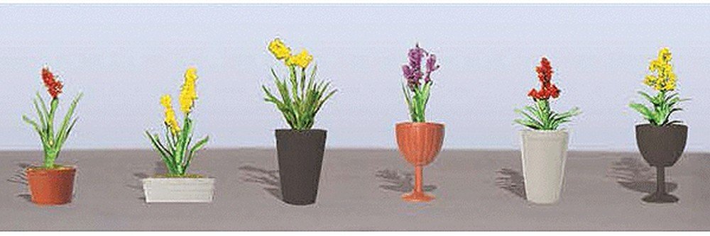 JTT Scenery Assorted Flowering Potted Plants 6 Pack 7/8 Inch