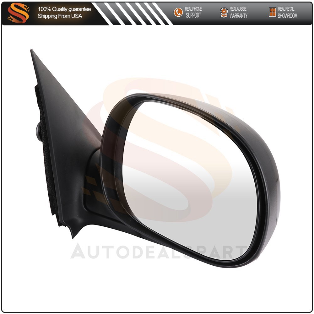 View Mirror Compatible With 1997-04 Ford F-150 RH Side Power Manual Fold Black