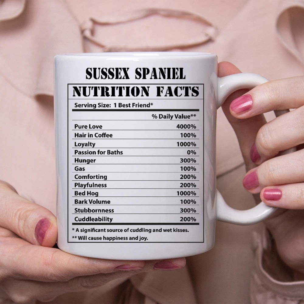 Funny Sussex Spaniel Gifts Nutritional Facts White Coffee Mug